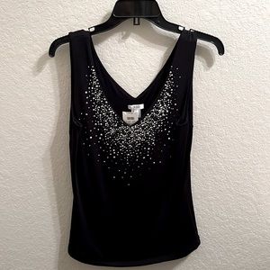 Cache Black v-neck w/ embellished with sparkle studs *new w/ tags!